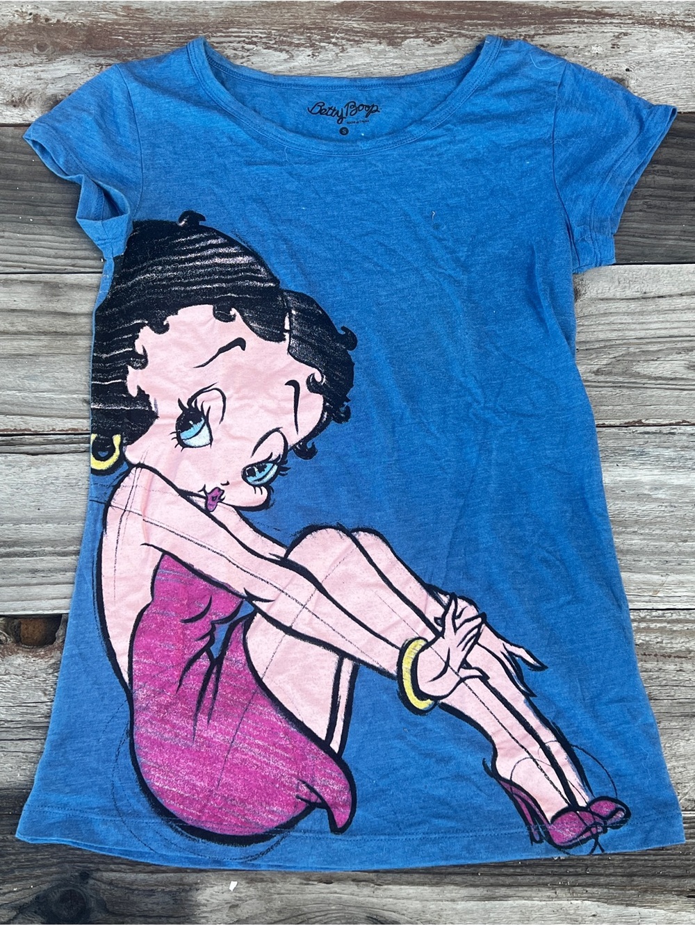 Vintage Betty Boop T-shirt Blue Sketch